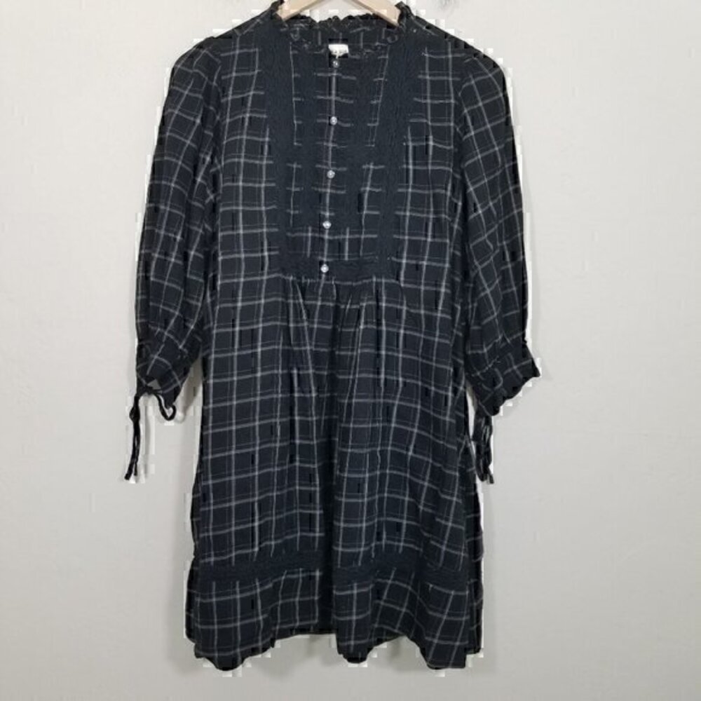 LA VIE Rebecca Taylor Plaid Dress with Pockets Black Size M